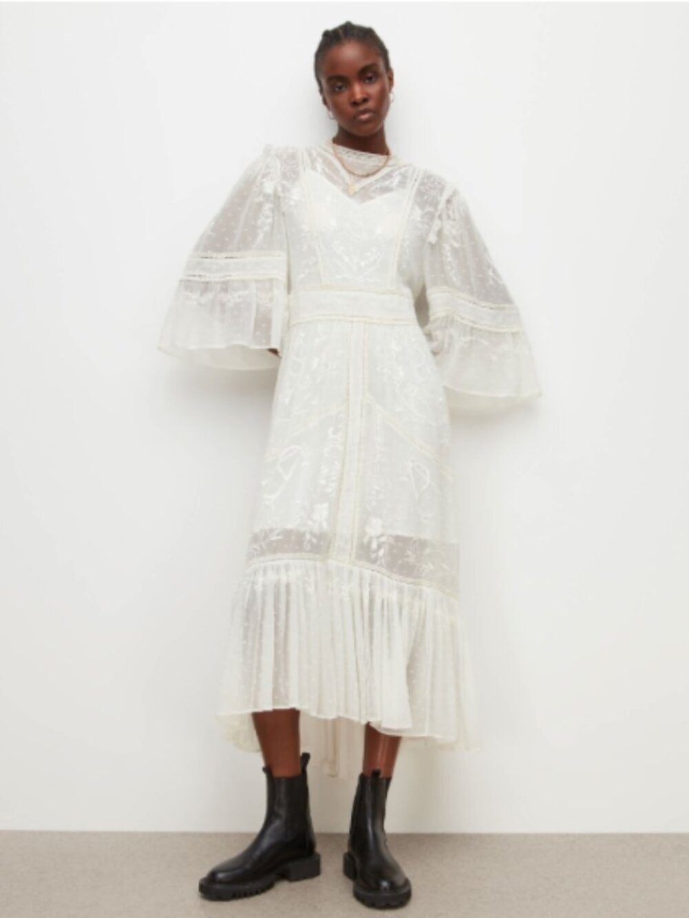 Allsaints Emery Embroidered Maxi Dress